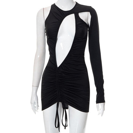 Kvinnors Miniklänning Asymmetrisk O-Hals Polyester-1