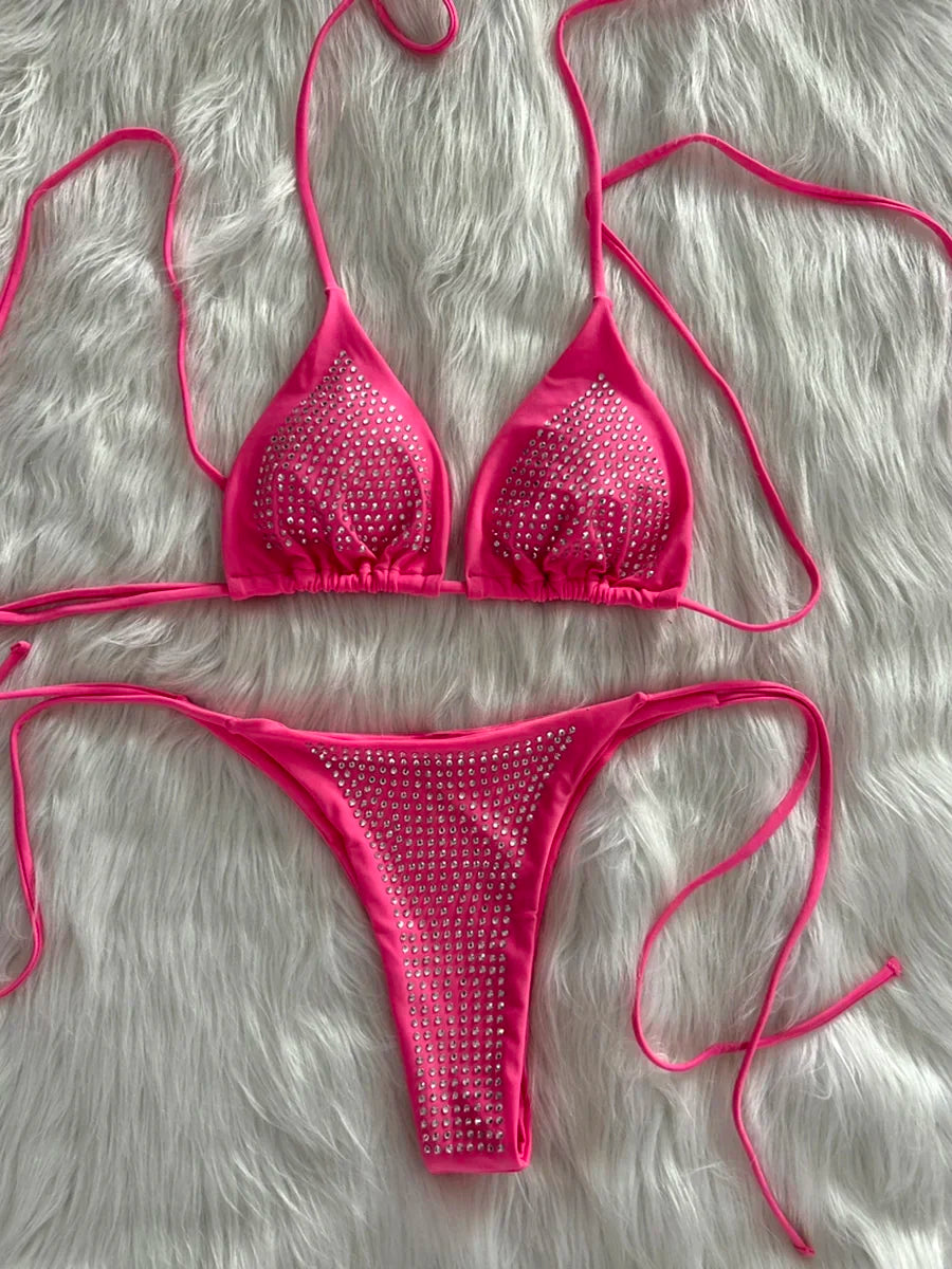 Dam Bikini Två Delar Polyester Spandex-5