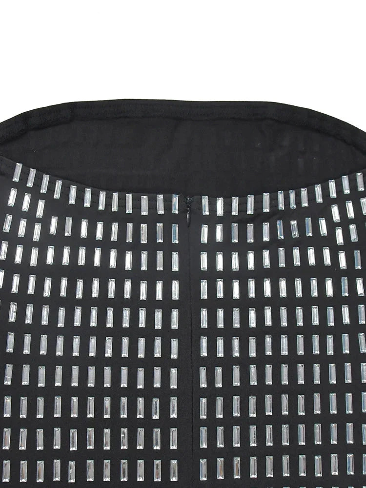 Kvinnors Mini Klänning Strassdekoration Polyester-6