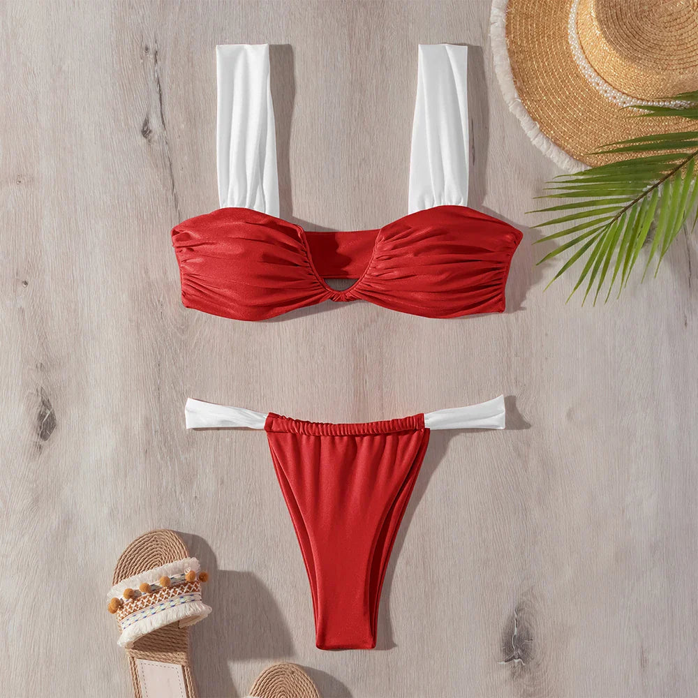 Dam Bikini Monokrom Trådlös Spandex Nylon 6