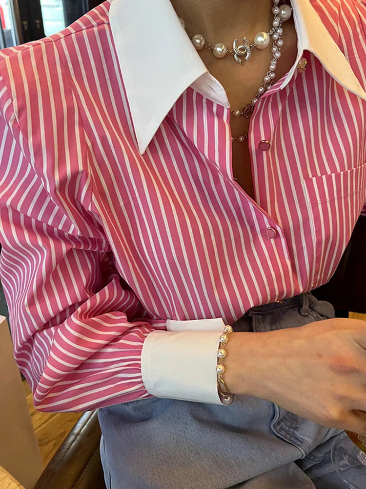 Variant image for Dam Skjorta Randig Siden Mikrofiber Lång Ärmar-2