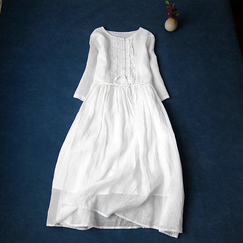 Damklänning Rynkor O-hals Polyester Modern Vintage-4