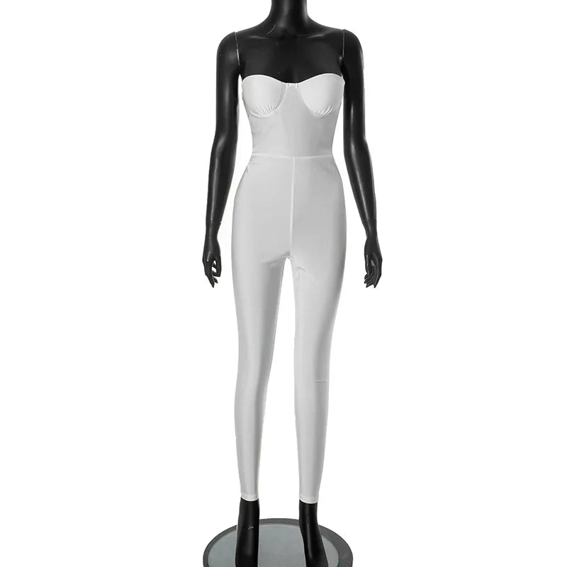 Dam Overall Monokrom Figurnära Polyester Spandex-3