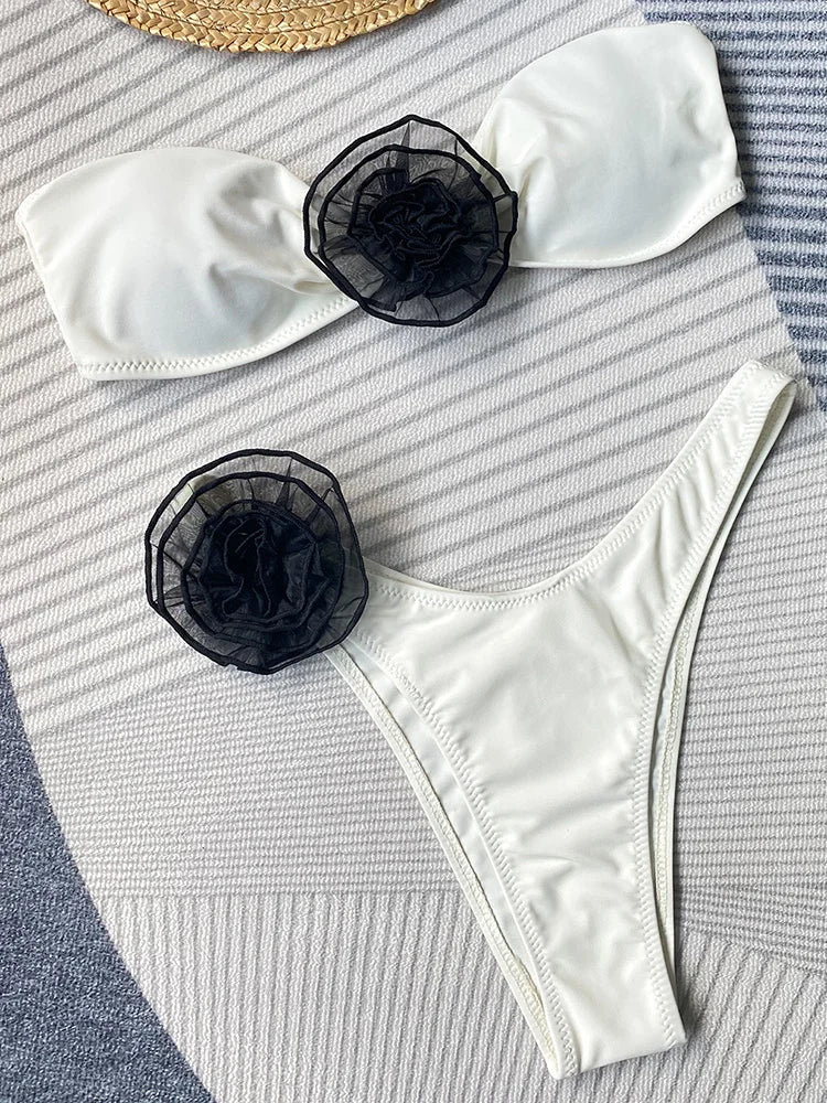 Dam Bikini Bandeau Stil Högkvalitativ Polyester Spandex-1