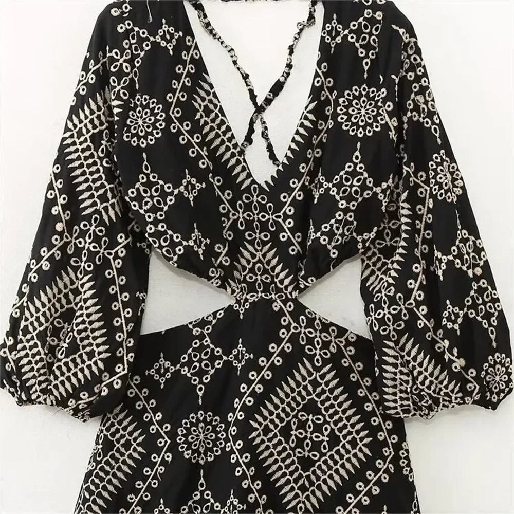 Dam Midi Klänning A-linje V-ringning Polyester för Fina Tillfällen-4