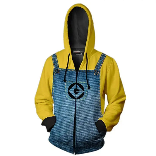Herrar Hoodie Gulblå Design Hängslen Högkvalitativa Tyger-1