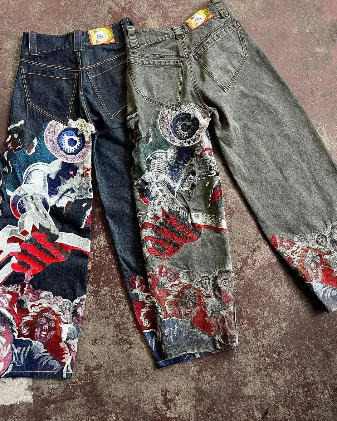 Dam Jeans Avslappnad Broderad Denim Medelhög Midja Ankel-Längd-4