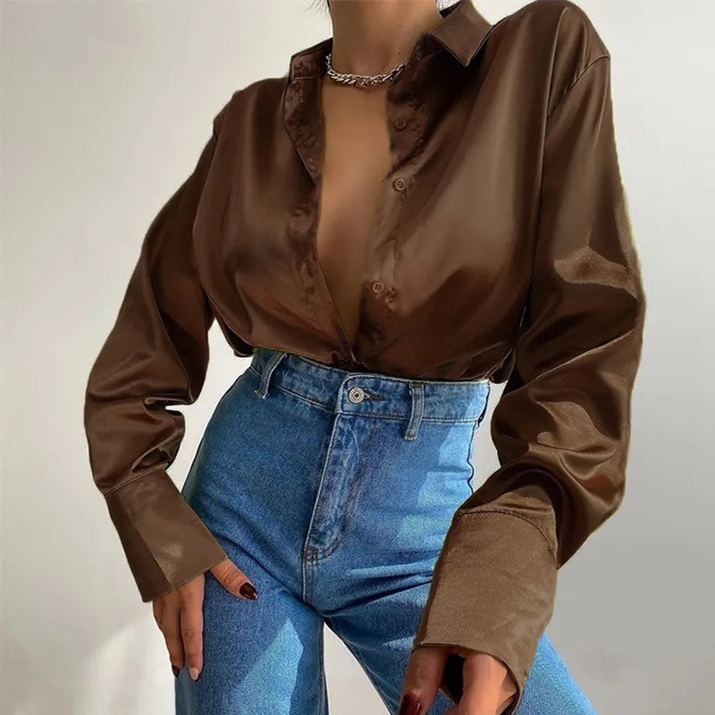 Variant image for Dam Blus Chiffon med Elegant Knappdetalj i Polyester och Acetat-4