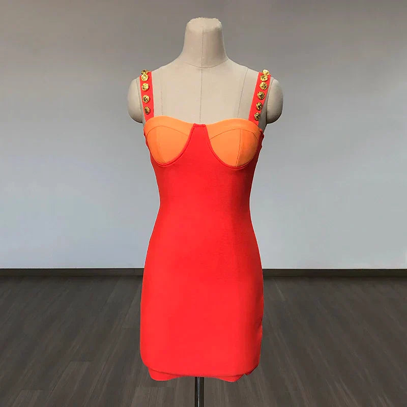 Dam MIDI Klänning med Knappdetalj Polyester för Festliga Tillfällen-3