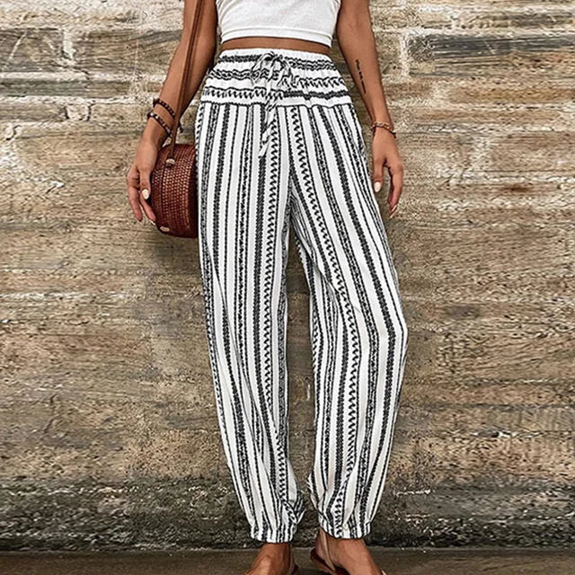 Variant image for Kvinnors Byxor Hög Midja 100% Bomull med Lyxiga Detaljer-16