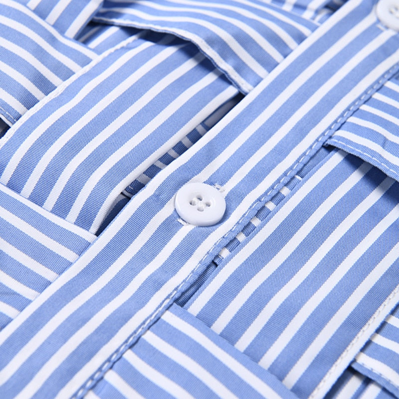 Herrskjorta Långärmad Randig Polyester Lösa Passform-6