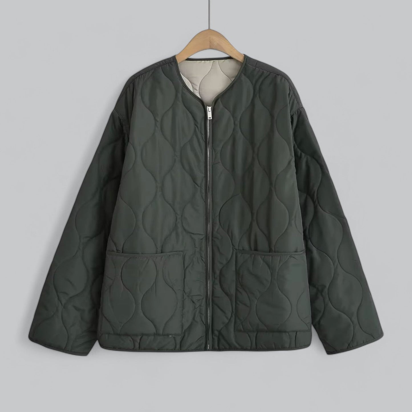 Dam Kappa Med Rund Halsringning Blixtlås Bomull Polyester 8