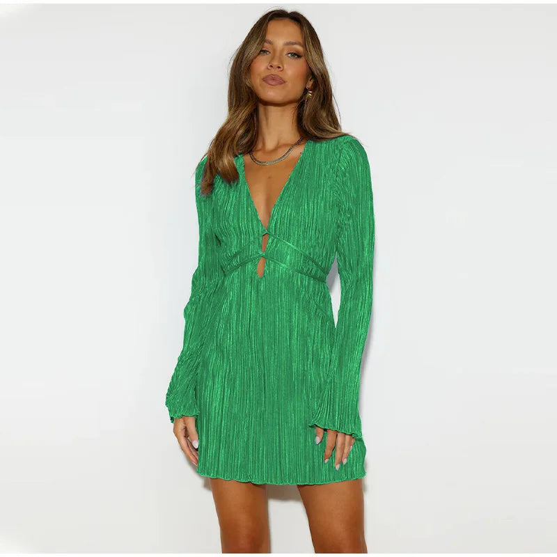 Variant image for Kvinna Miniklänning V-ringning Polyester Knälängd-9