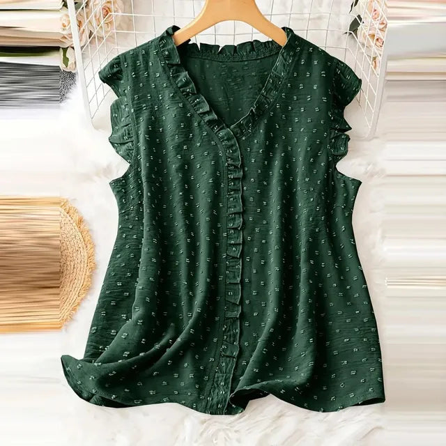 Dam Blus Avslappnad Stil 100% Bomull Elegant Design-3