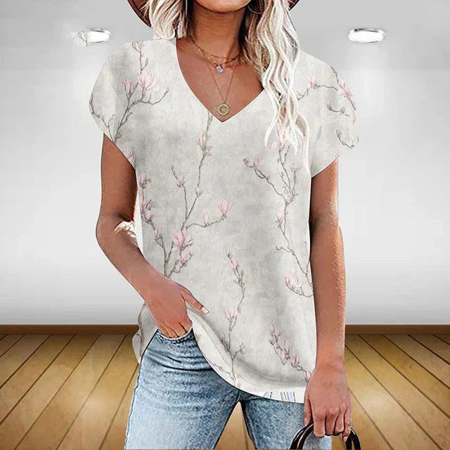 Vit Dam Blus Lätt Bomull Elegant Stil-4