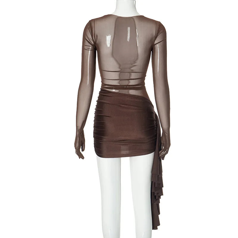 Dam Mini Klänning Monokrom Polyester - Fina Dam Klänningar för Vardags- och Festbruk-6