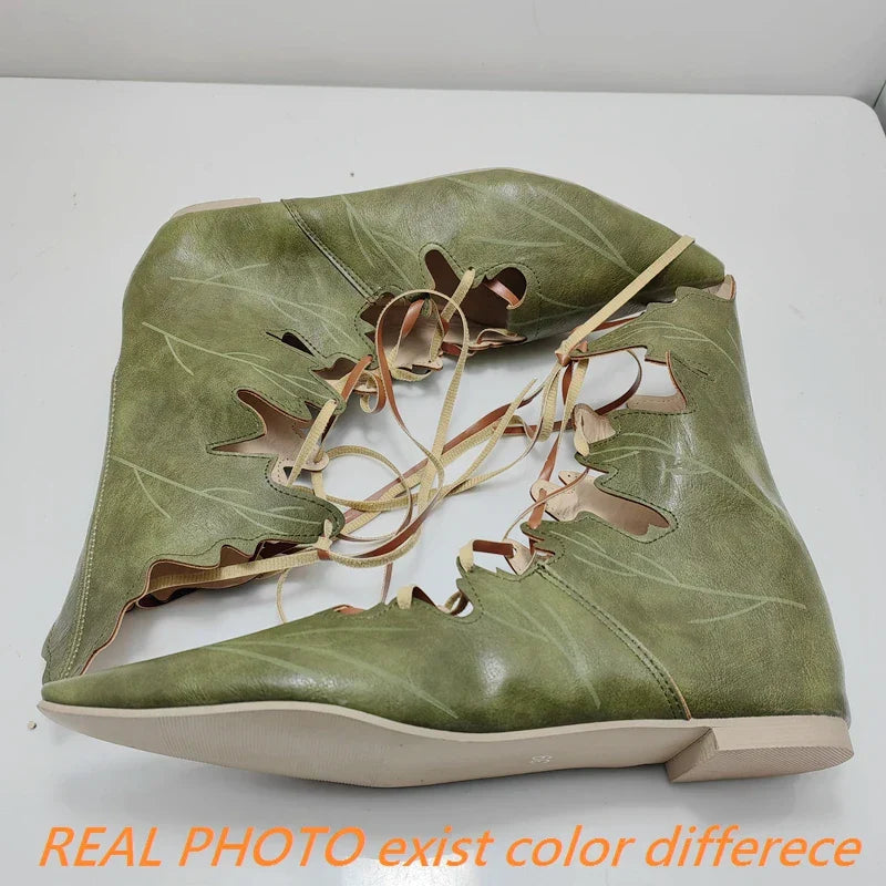 Dam Stövlar Kalvhöjd Platt Häl Gummi Mikrofiberfoder-4