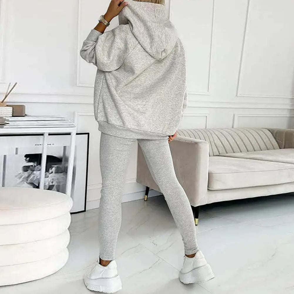 Tvådelat Set Dam Hoodie Asymmetrisk Halsringning Mjuk Material-3