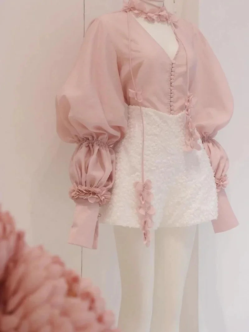 Dam Kort Shortsuppsättning Monokrom Polyester-2