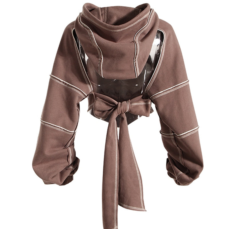 Dam Hoodie Beskuren Bomull och Polyester-3