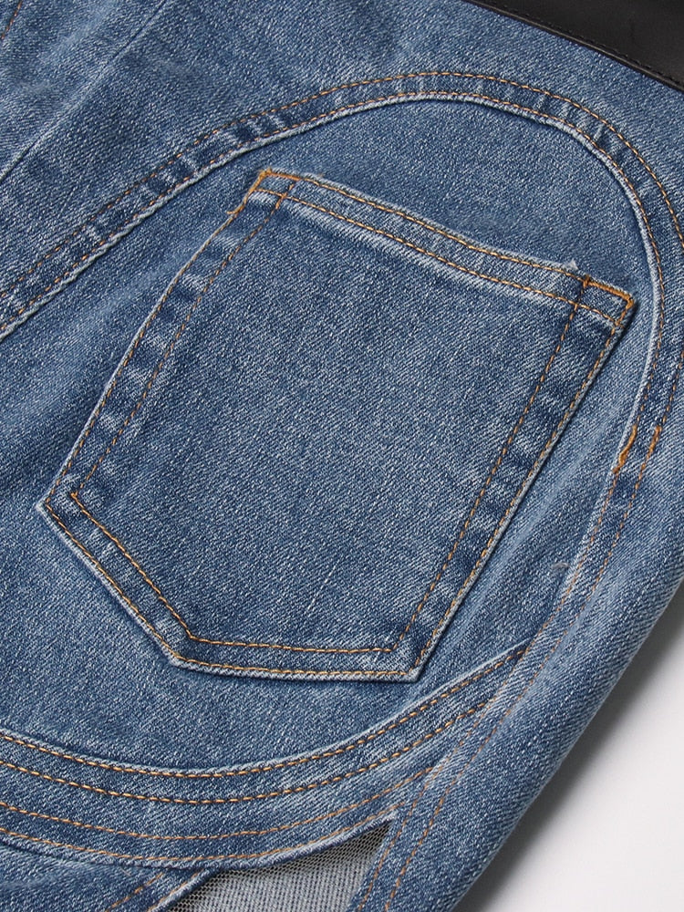 Dam Jeans Hög Midja Löst Snitt Bomull Denim-4