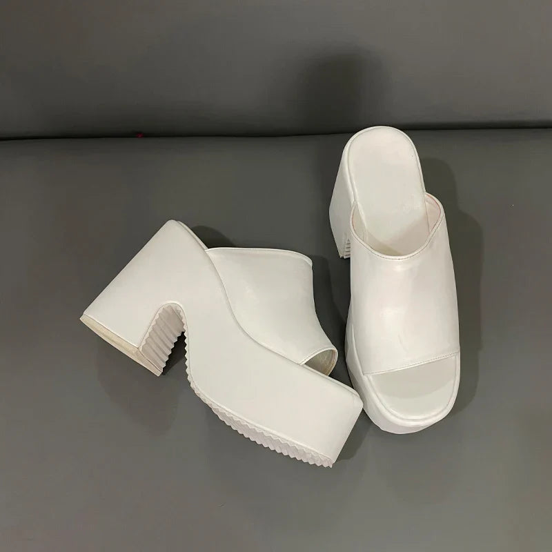 Variant image for Dam Sandaler Hög Häl Fyrkantig Design PU-material-10