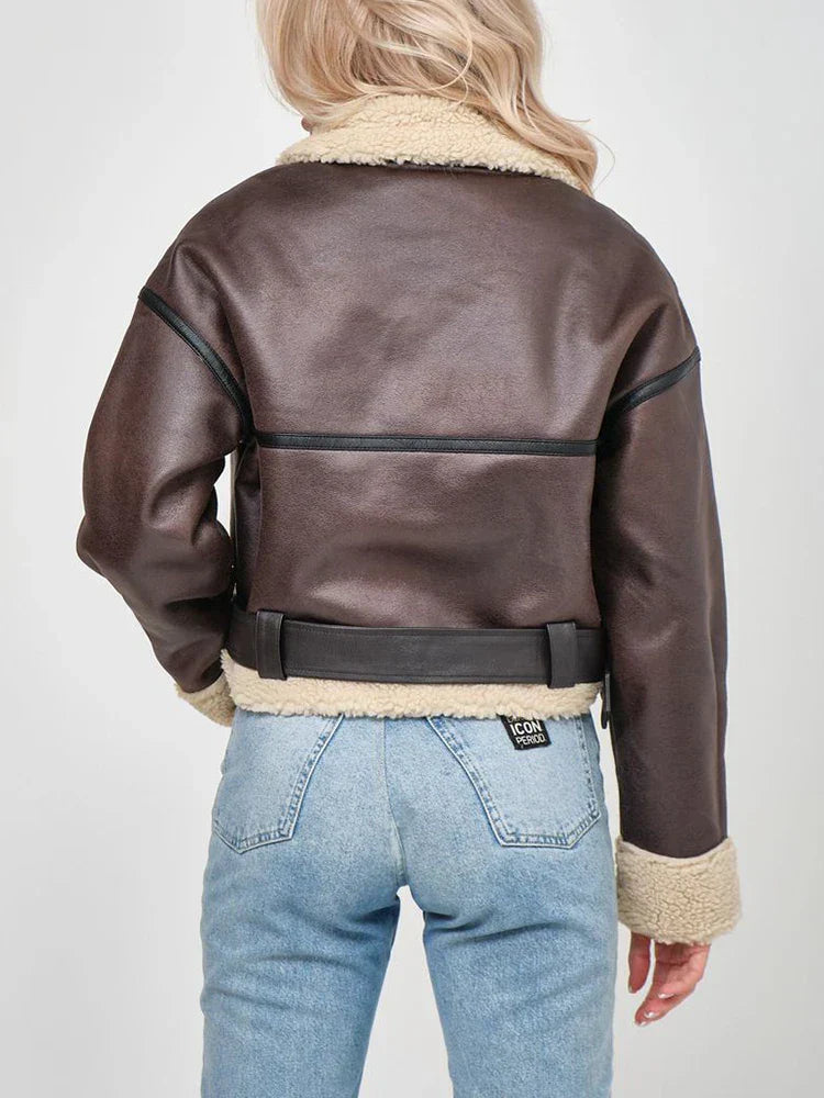 Dam Kappa Syntetisk Päls Elegant Vinterjacka-6