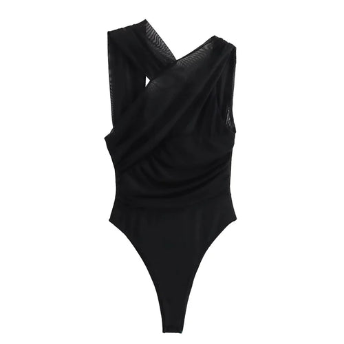 Dam Bodysuit Leopardmönster Rynkade Polyester Slim Fit-1