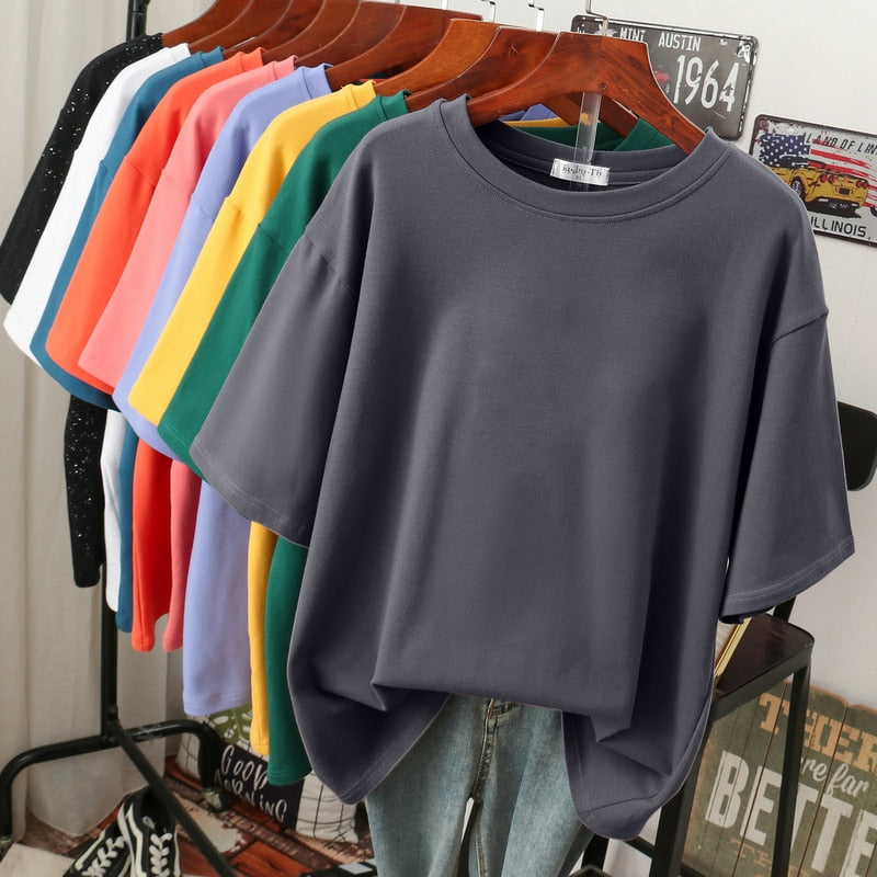 Dam T-shirt Överdimensionerad Bomull Plus-storlek 6