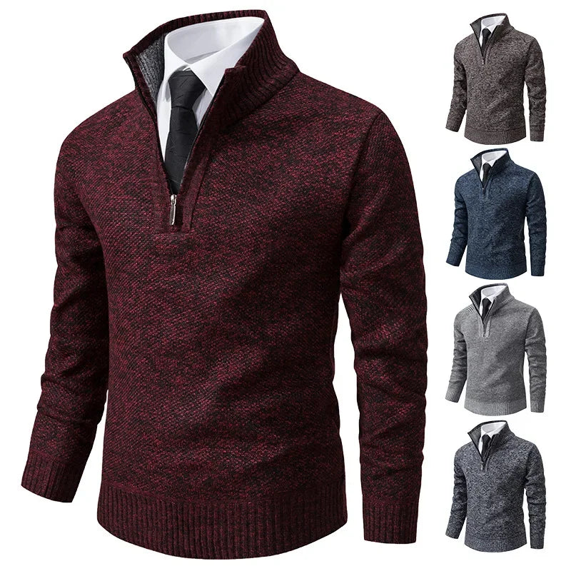 Herr Fleecetröja Halv Dragkedja Mjuk Fleece-2