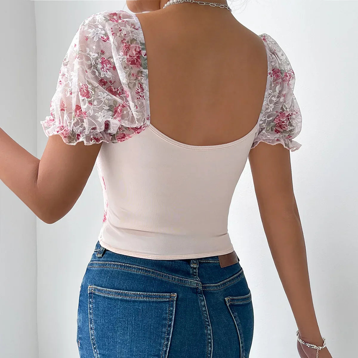 Dam Festtopp Blommönstrad Polyester Spandex 2