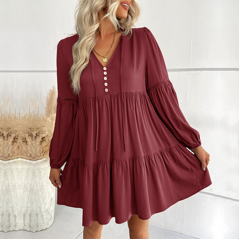 Damklänning Utställd Kjol med Ruffles 100% Polyester-4