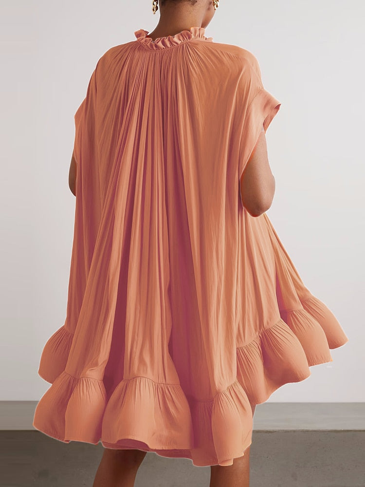 Dam Mini Klänning A-linjeformad Mjuk Bomullspolyester-4