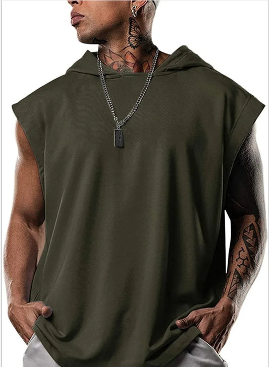 Dam Ärmlös Hoodie Modern Design Bomull-1