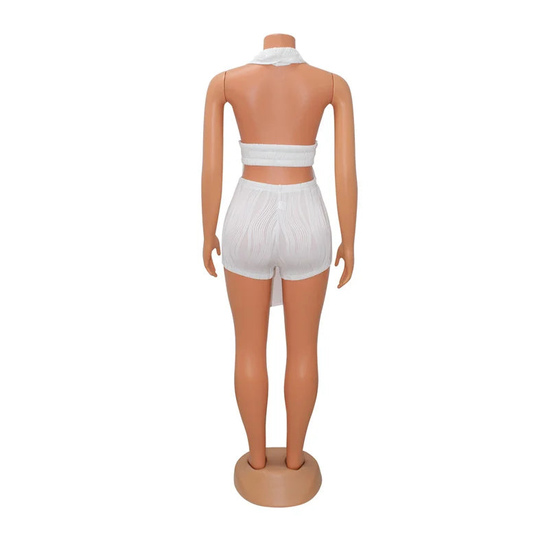 Dam Shortsuppsättning V-Hals Elastisk Polyester 5