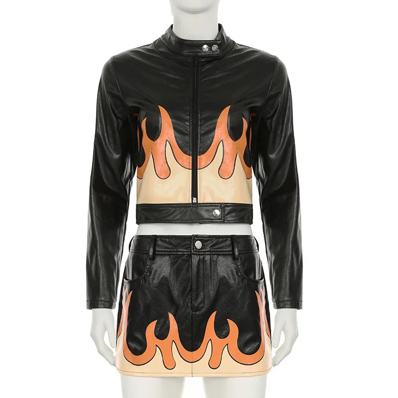 Dam Rock Set Elegant Syntetiskt Läder Spandex-5