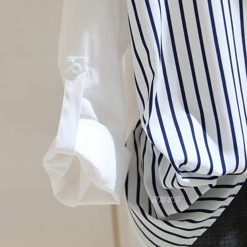 Herrskjorta Randig Ljus Polyester Avslappnad Passform 4