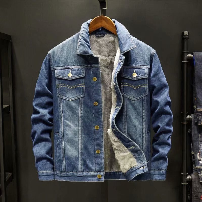 Herrjacka Denim Klassisk Stil Högkvalitativ Material 6