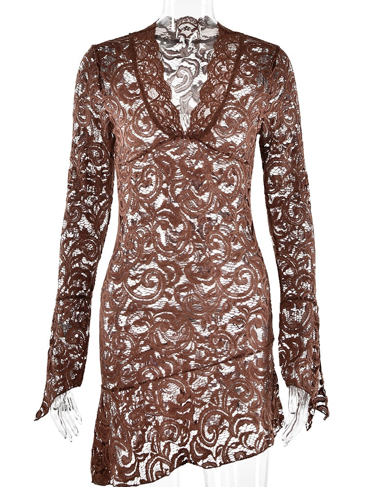 Variant image for Dam Miniklänning Transparent Spandex med Långa Ärmar-2