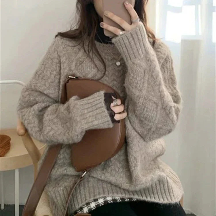 Variant image for Kvinnors Bohemisk Sticktröja Roterad Design Mjuk Stickning-6