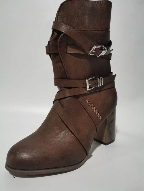 Damstövlar Mid-Calf PU-Läder med Dragkedja för Stil och Komfort-1