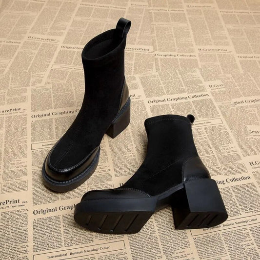 Dam Stövlar Martin Boots Plattform PU Gummi Ankelhöga-1