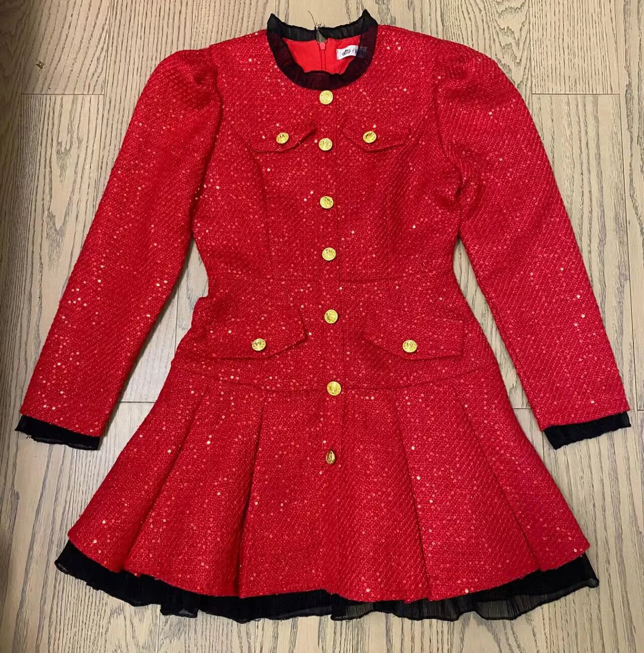 Kvinnors Miniklänning A-linjeformad Polyester Puffärmar 10