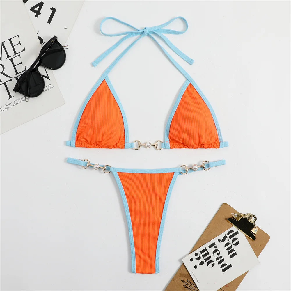 Variant image for Dam Tvådelad Bikini Låg Midja Polyester Spandex-4