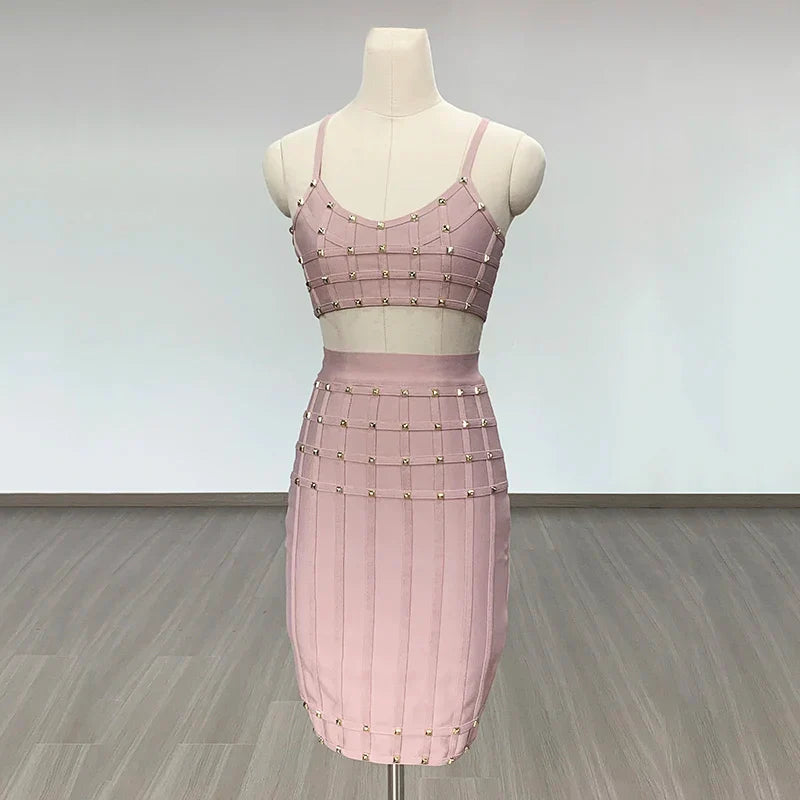 Variant image for Dam Mini Klänning Stropplös Syntetisk med Dekorativa Nitar-10