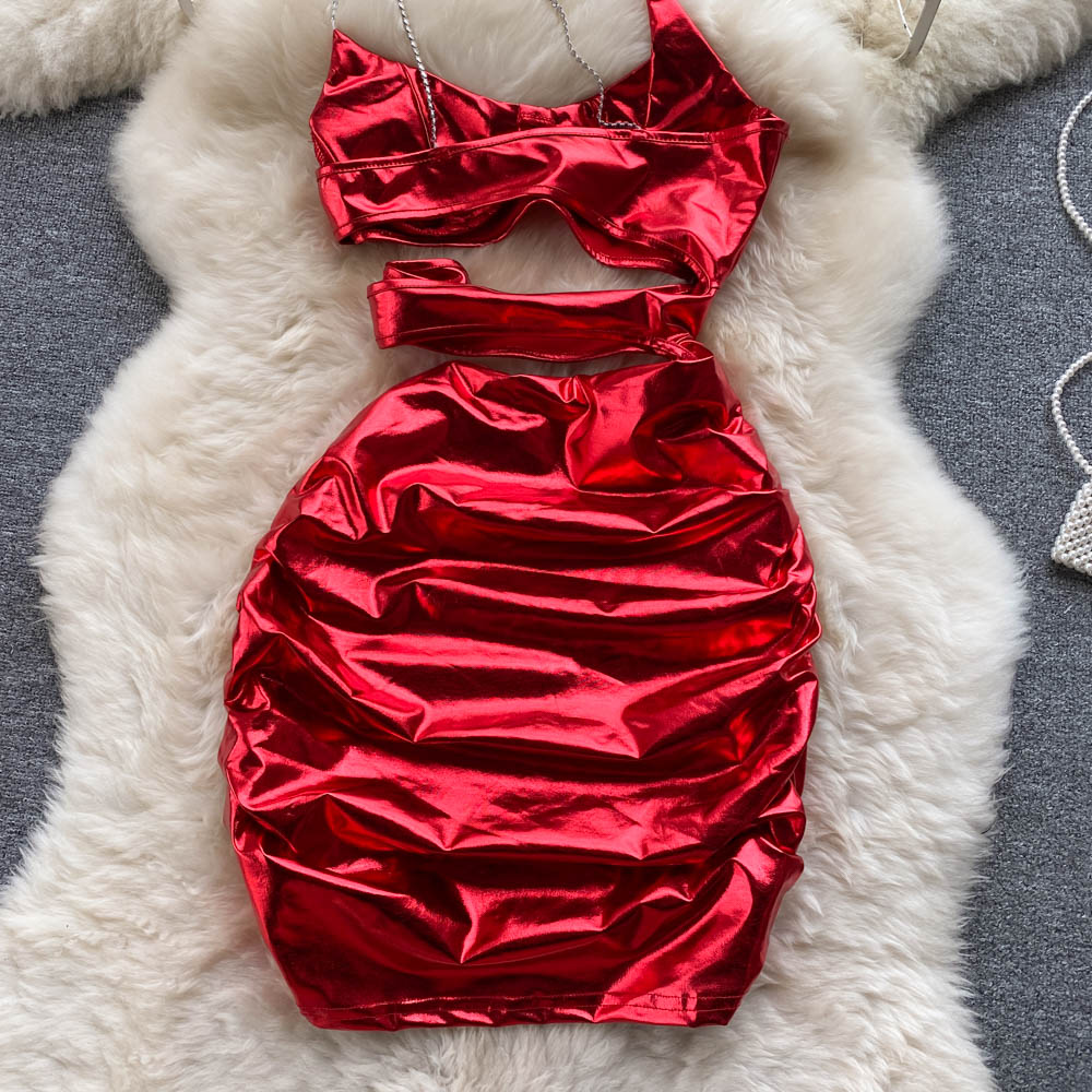 Kvinnors Mini Klänning Spaghetti Band Bomull Polyester Slim Fit-5