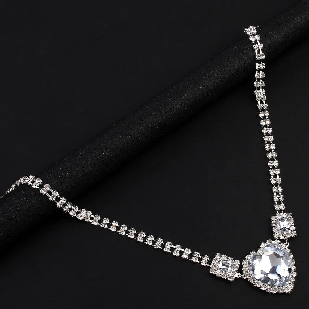 Kvinnors Magkedja Hjärtdesign Koppar Strass-5