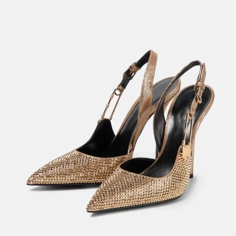 Dam Slingback Skor Satin Elegant Med Mjuk Klack-1