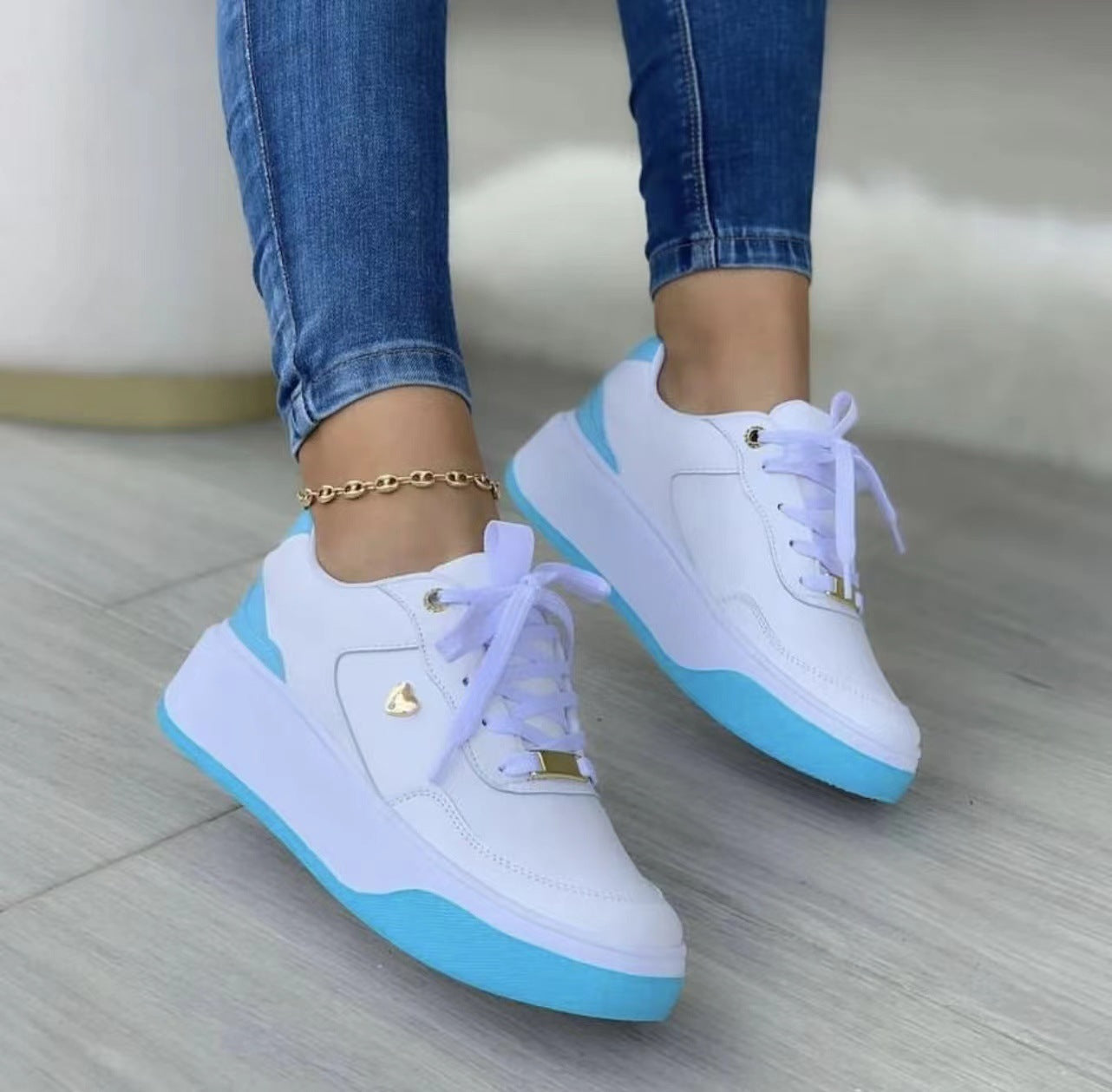 Dam Sneakers Modern Design Voluminös Sula Textil och Syntet-3