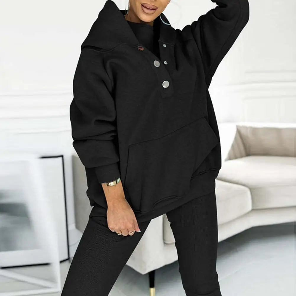 Tvådelat Set Dam Hoodie Asymmetrisk Halsringning Mjuk Material-2